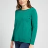 Maglia LuisaViola M712L005857N Maglia in viscosa comfort finezza 12. Linea morbida, scollo a barchetta con micro borchie tutto intorno, spacchetti laterali, manica lunga.